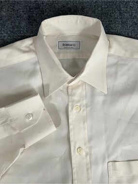 Mariano Rubinacci Italian Luxury Handmade Cream White Button Down Dress Shirt 41